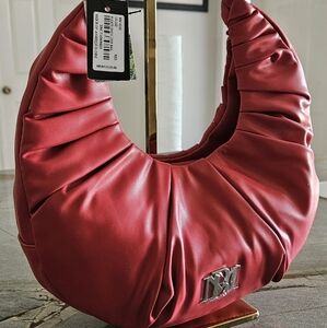 Badgley Mischka Red Vegan Leather Crescent Bag NWT